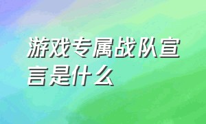 游戏专属战队宣言是什么