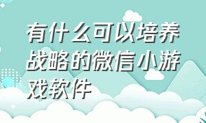 有什么可以培养战略的微信小游戏软件