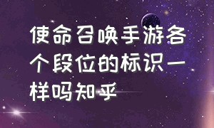 使命召唤手游各个段位的标识一样吗知乎