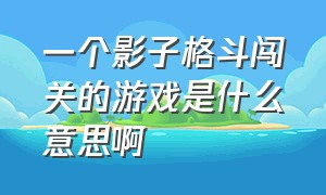 一个影子格斗闯关的游戏是什么意思啊