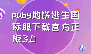 pubg地铁逃生国际服下载官方正版3.0