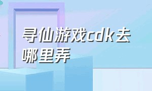 寻仙游戏cdk去哪里弄