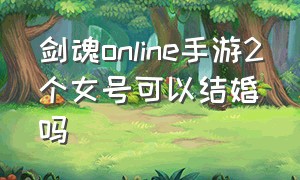 剑魂online手游2个女号可以结婚吗