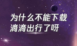 为什么不能下载滴滴出行了呀