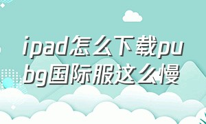 ipad怎么下载pubg国际服这么慢