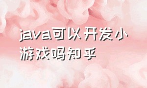 java可以开发小游戏吗知乎