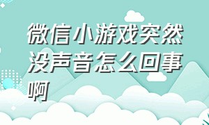 微信小游戏突然没声音怎么回事啊