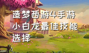 造梦西游4手游小白龙最佳技能选择