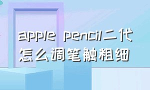 apple pencil二代怎么调笔触粗细