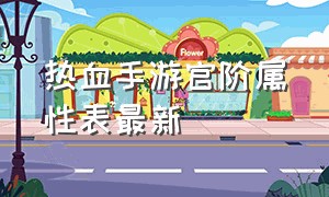 热血手游官阶属性表最新