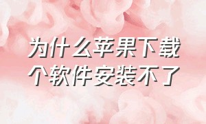 为什么苹果下载个软件安装不了