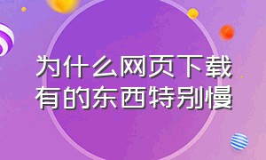 为什么网页下载有的东西特别慢