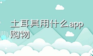 土耳其用什么app购物