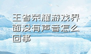 王者荣耀游戏界面没有声音怎么回事