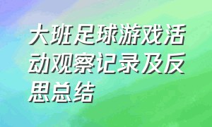 大班足球游戏活动观察记录及反思总结