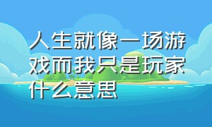 人生就像一场游戏而我只是玩家什么意思