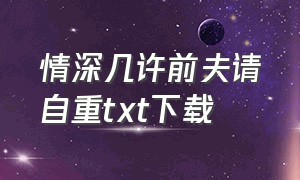 情深几许前夫请自重txt下载