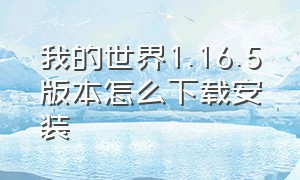 我的世界1.16.5版本怎么下载安装