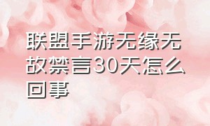 联盟手游无缘无故禁言30天怎么回事