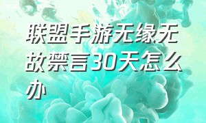 联盟手游无缘无故禁言30天怎么办