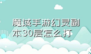 魔域手游幻灵副本30层怎么打