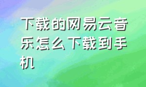 下载的网易云音乐怎么下载到手机