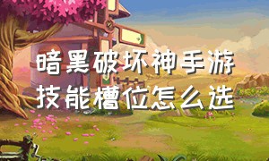 暗黑破坏神手游技能槽位怎么选