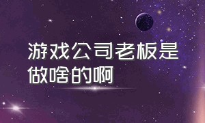 游戏公司老板是做啥的啊