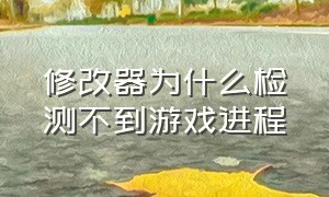 修改器为什么检测不到游戏进程