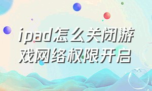 ipad怎么关闭游戏网络权限开启