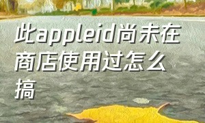 此appleid尚未在商店使用过怎么搞