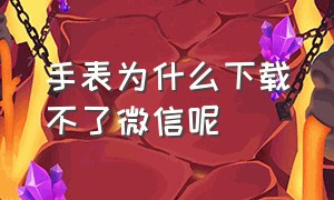 手表为什么下载不了微信呢