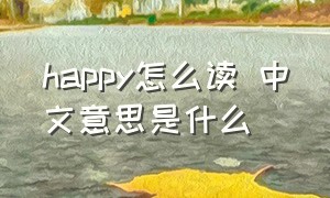 happy怎么读 中文意思是什么