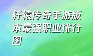 轩辕传奇手游版本最强职业排行图