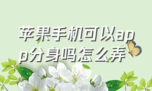 苹果手机可以app分身吗怎么弄