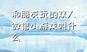 和朋友玩的双人微信小游戏叫什么