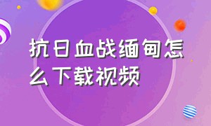 抗日血战缅甸怎么下载视频