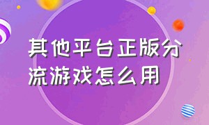 其他平台正版分流游戏怎么用