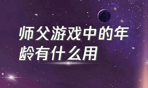 师父游戏中的年龄有什么用