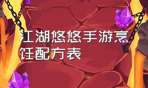 江湖悠悠手游烹饪配方表