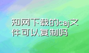 知网下载的caj文件可以复制吗