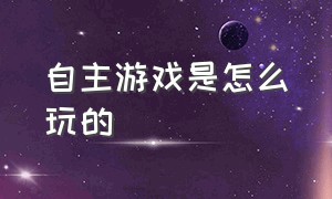 自主游戏是怎么玩的