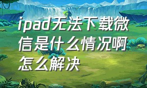 ipad无法下载微信是什么情况啊怎么解决