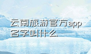 云南旅游官方app名字叫什么