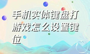 手机实体键盘打游戏怎么设置键位