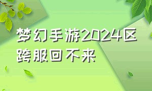 梦幻手游2024区跨服回不来