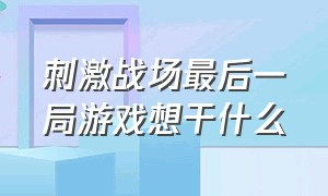 刺激战场最后一局游戏想干什么