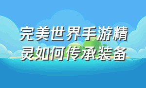 完美世界手游精灵如何传承装备