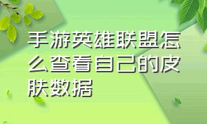 手游英雄联盟怎么查看自己的皮肤数据