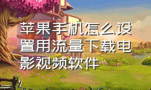 苹果手机怎么设置用流量下载电影视频软件